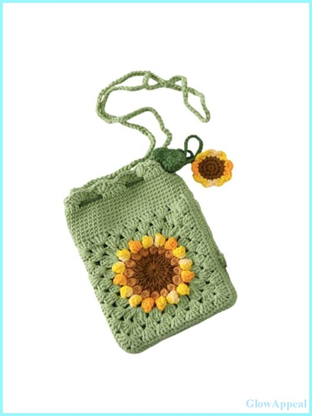 Handmade Sunflower Crochet Bag Wool Woven Shoulder Crossbody